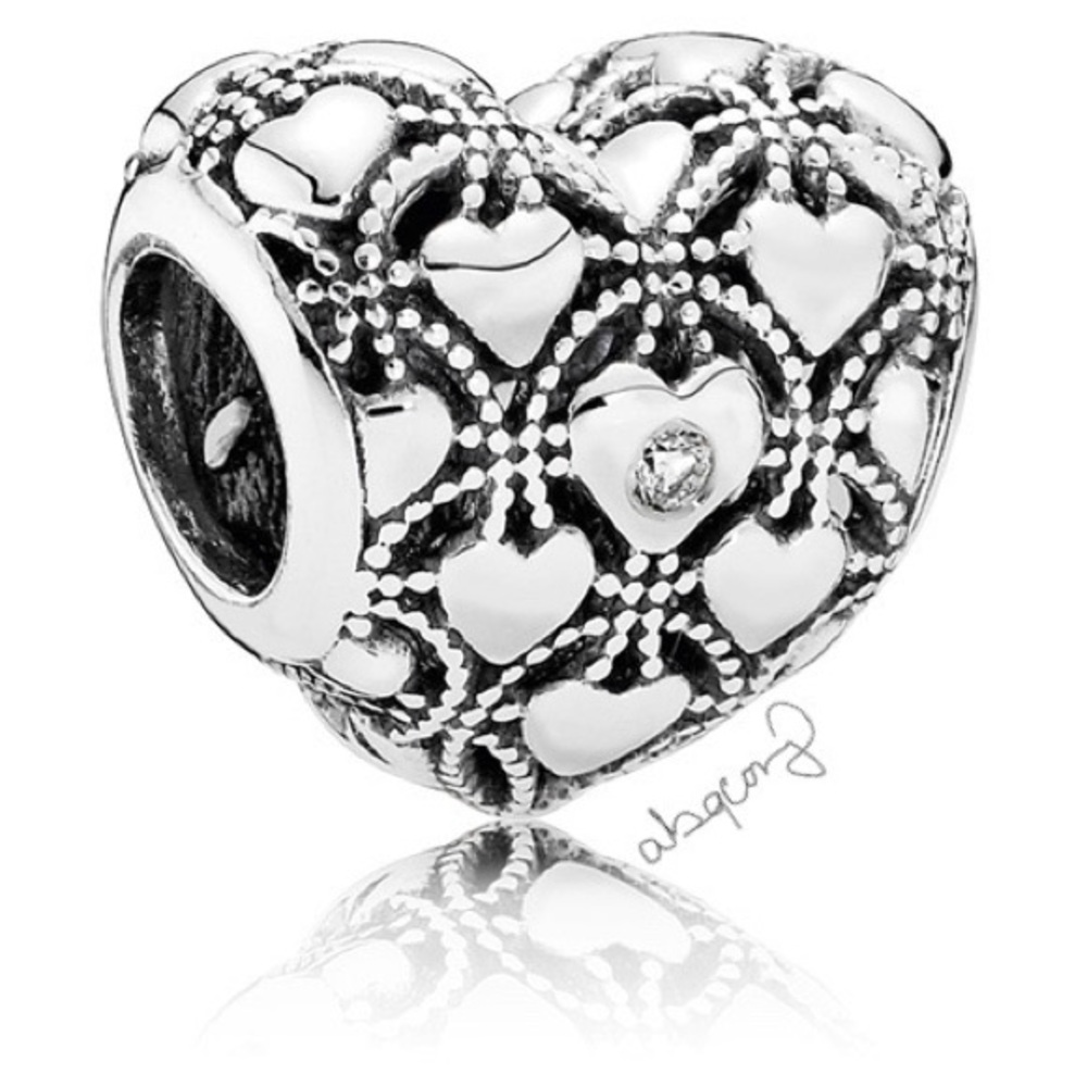 EUC Pandora 791912D Sterling Silver 2016 Pandora Club Charm w/ Diamond - RARE